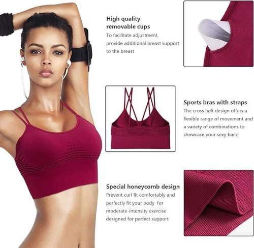 HBselect Sport-BH (3 Stück – Schwarz, Grau, Burgund)