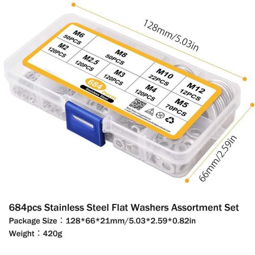 Edelstahl-Unterlegscheiben-Hardware-Set, 684-tlg