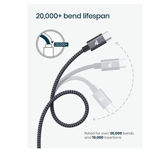 Rampow Typ-C geflochtenes Datenkabel 2m (grau)