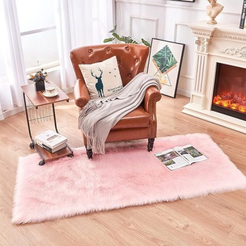 Topspitgo Kunstpelzteppich 60x90cm (Pink)