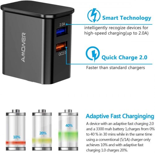 Amoner 25W 2Pack 4ft adaptives Schnellladegerät