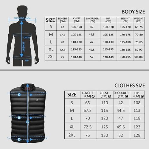 Antelife beheizte Weste mit 3 Temperaturstufen, XL-Größe