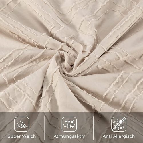 TOCOMOA Getufteter Bettbezug 2-teilig 135x200cm (Beige)