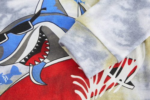 LOLPIP Jungen-Langarm-Pyjama-Set aus Baumwolle für 7-Jährige, 2-teilig (Haifisch und Dinosaurier)