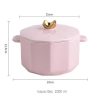 Dwax Japanische glasierte Keramik-Ramen-Nudelschüssel mit Deckel, 1000 ml (Rosa)