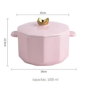   Dwax Japanische glasierte Keramik-Ramen-Nudelschüssel mit Deckel, 1000 ml (Rosa)