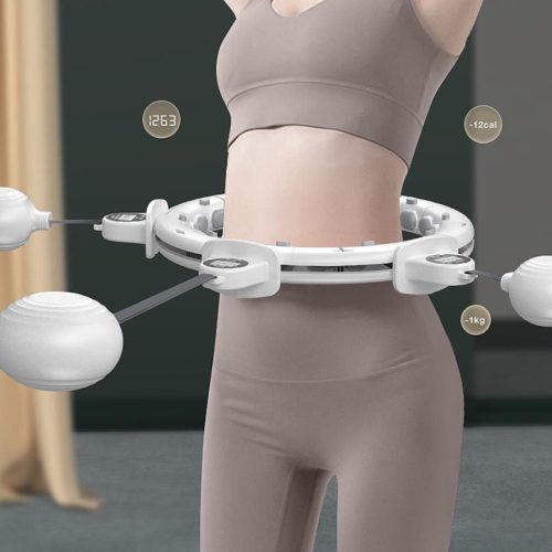 BLux Shaper Fitness Hula Hoop – mit Schwerkraftball (verstellbar 65–110 cm, weiß)