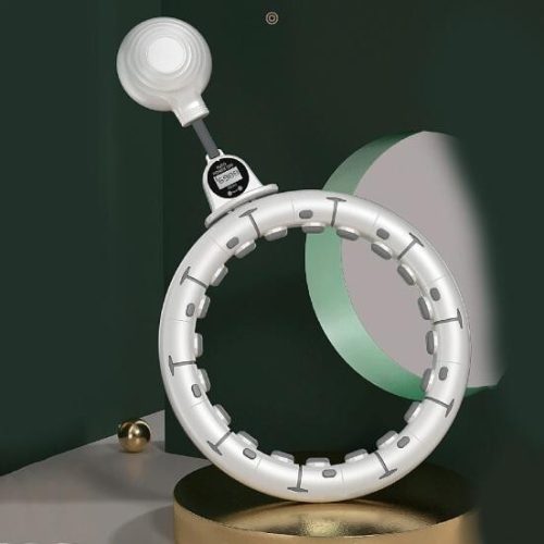 BLux Shaper Fitness Hula Hoop – mit Schwerkraftball (verstellbar 65–110 cm, weiß)