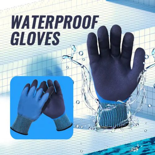 2 Paar blaue, latexbeschichtete Polyester-Thermohandschuhe