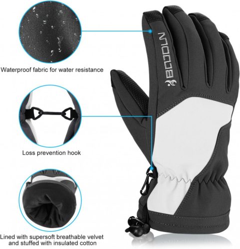BOODUN Skihandschuhe Größe L (schwarz-weiß)