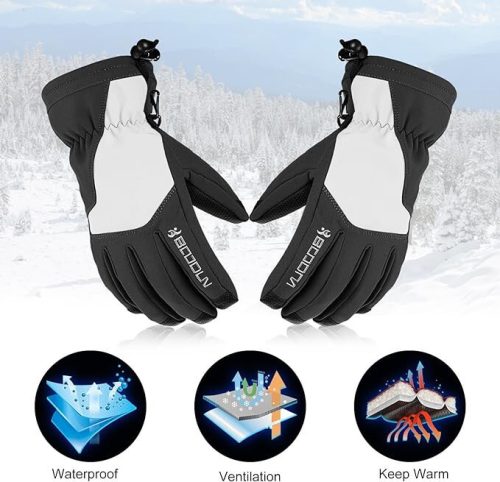 BOODUN Skihandschuhe Größe M (schwarz-weiß)