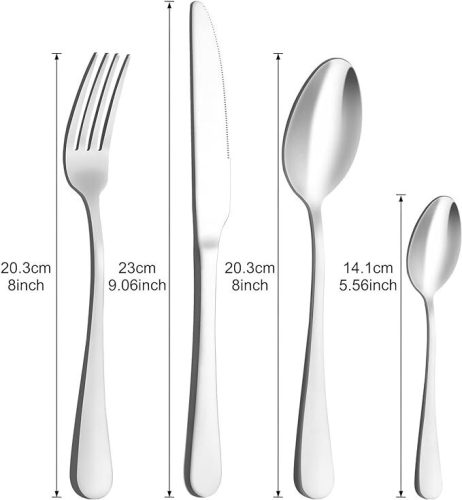 BEWOS Besteckset aus Edelstahl für 2 Personen, 8-teilig (Mattsilber)