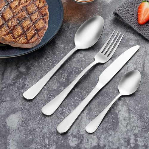 BEWOS Besteckset aus Edelstahl für 2 Personen, 8-teilig (Mattsilber)