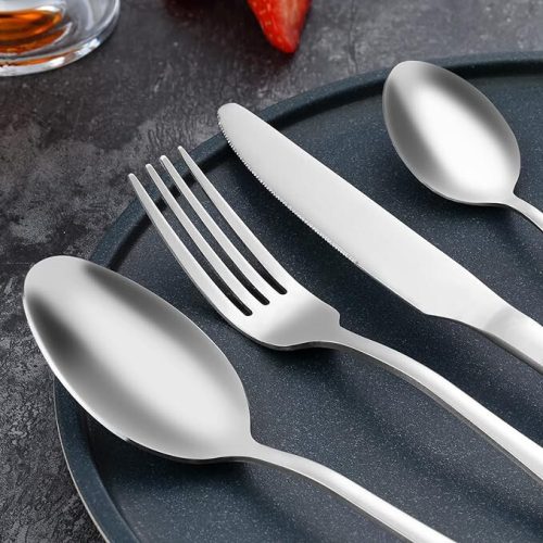 BEWOS Besteckset aus Edelstahl für 2 Personen, 8-teilig (Mattsilber)