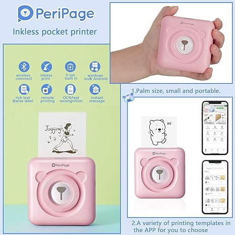 PeriPage Mini tragbarer A6-Fotodrucker (Türkisblau)