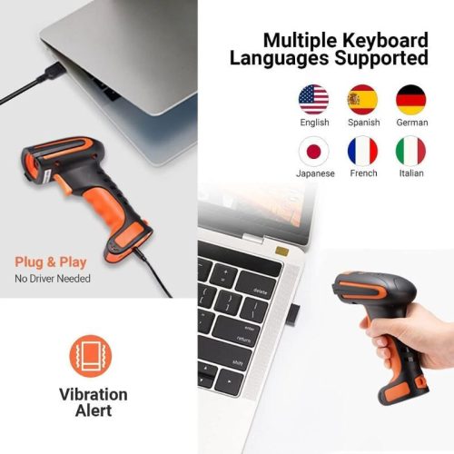 Tera L8100 Laser 1D Kabelloser Barcodescanner – Bluetooth, 2,4G und USB-Verbindung, schnelles Scannen