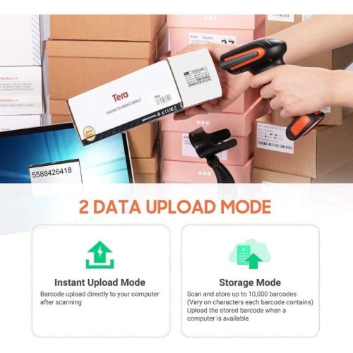 Tera L8100 Laser 1D Kabelloser Barcodescanner – Bluetooth, 2,4G und USB-Verbindung, schnelles Scannen