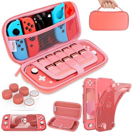 HEYSTOP Hülle für Nintendo Switch Lite mit Displayschutz und Fingerschutz – Pink