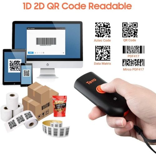 Tera Mini 1D/2D QR-Barcode-Scanner – Bluetooth, USB, 2, 4GHz, wasserdicht und stoßfest