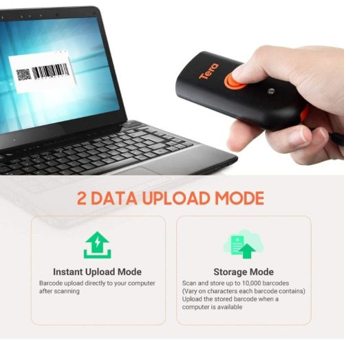 Tera Mini 1D/2D QR-Barcode-Scanner – Bluetooth, USB, 2, 4GHz, wasserdicht und stoßfest