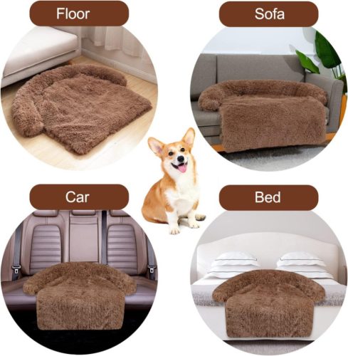 Jollywoods Sofaschutz-Hundebett für kleine und mittelgroße Hunde, Braun, S(75 x 95 x 15 cm)