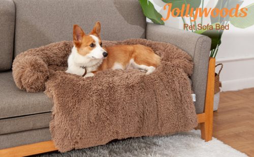 Jollywoods Sofaschutz-Hundebett für kleine und mittelgroße Hunde, Braun, S(75 x 95 x 15 cm)