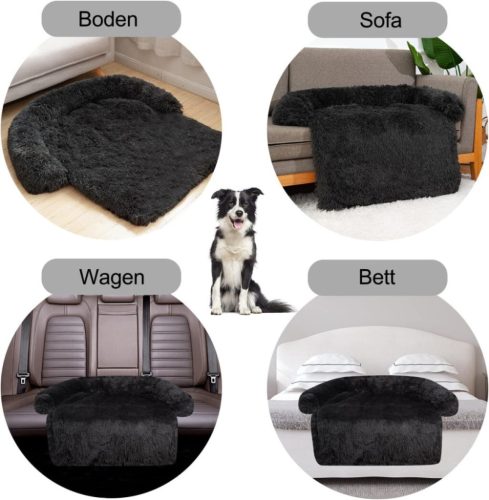 Jollywoods Sofa-Schutz-Hundebett für kleine und mittelgroße Hunde, Schwarz, S(75 x 95 x 15 cm)