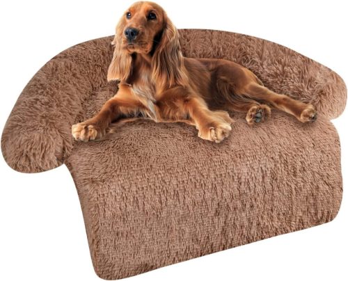 Jollywoods Sofaschutz-Hundebett für kleine und mittelgroße Hunde, Braun, L(110 x 110 x 15 cm)