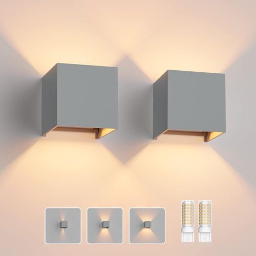 Klighten Moderne LED-Wandleuchte (10 x 10 x 10 cm) 2 Stück - Grau