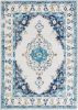 Taleta Durham Blau-Weiß-Blumenteppich für den Innenbereich, 120 x 170 cm