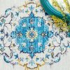 Taleta Durham Blau-Weiß-Blumenteppich für den Innenbereich, 120 x 170 cm