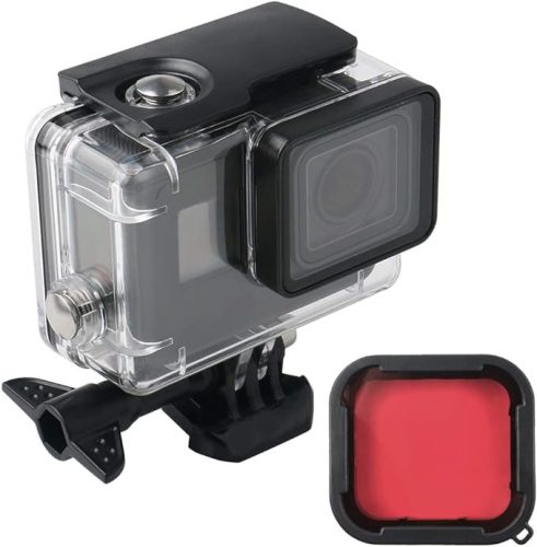 Lupholue GoPro wasserdichte transparente Hülle bis zu 50 m mit Rotfilter