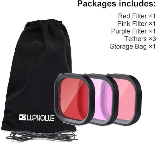 Lupholue 3-in-1-Linsenfilter in Rot/Rosa/Lila für Unterwassertauchen