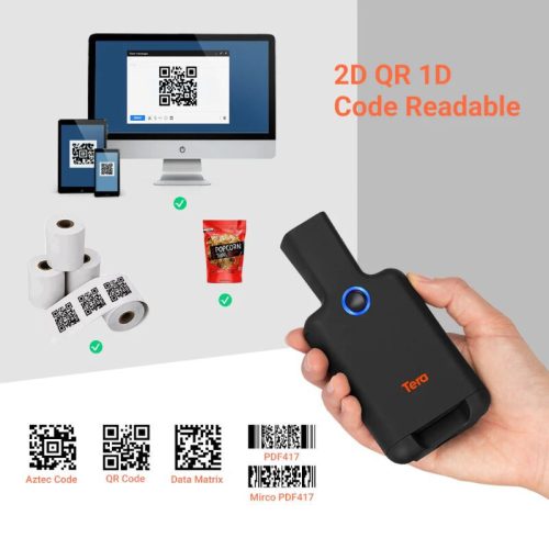 Tera 0012 2D Bluetooth Back-Clip Barcode-Scanner für Smartphones