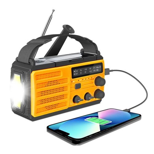 Gelbes Notfall-Wetterradio mit Taschenlampe
