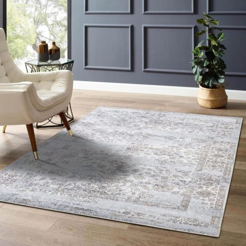 Taleta Barley Grey Floral Indoor-Bodenteppich im persischen Stil, 120 x 170 cm