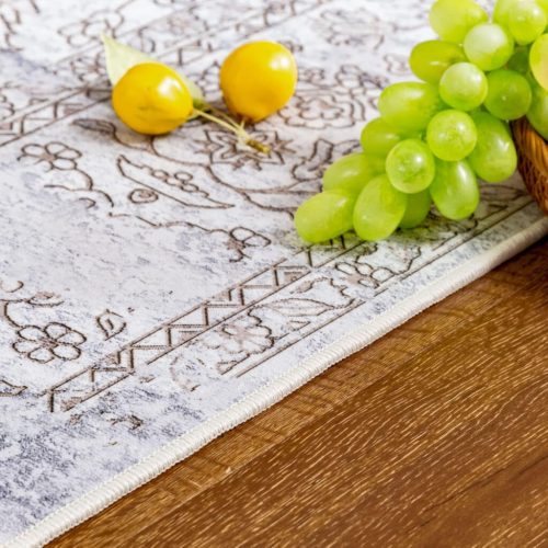 Taleta Barley Grey Floral Indoor-Bodenteppich im persischen Stil, 120 x 170 cm
