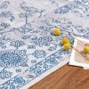 Taleta Barley Indoor-Bodenteppich mit blauem Blumenmuster im persischen Stil, 120 x 170 cm