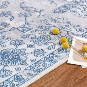   Taleta Barley Indoor-Bodenteppich mit blauem Blumenmuster im persischen Stil, 120 x 170 cm