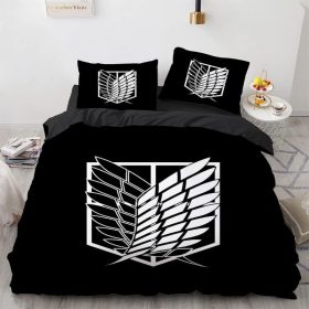   Anime „Shingeki no Kyojin“ Bettbezug 135x200cm (Schwarz-Weiß)