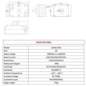 DC1200V Basisset LW30-GF40 Outdoor-Drehschalter