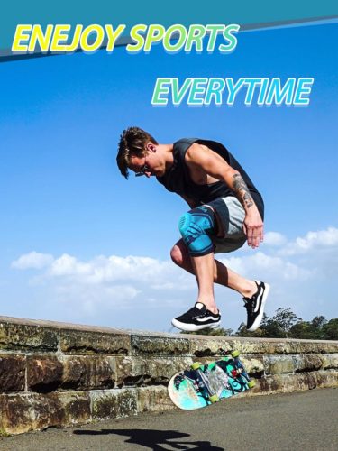 Rokesa Kniebandage, professionelle Schmerzlinderung mit Seitenstabilisatoren und Patella-Gel, Größe S (Türkisblau)