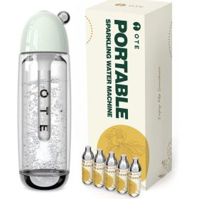   OTE Tragbare Getränkemaschine – mit 20 Stück CO2-Kartusche, silberfarben, 450 ml