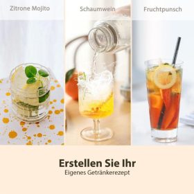   OTE Tragbare Getränkemaschine – mit 20 Stück CO2-Kartusche, silberfarben, 450 ml