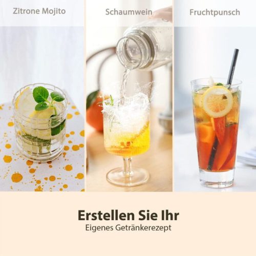 OTE Tragbare Getränkemaschine – mit 20 Stück CO2-Kartusche, silberfarben, 450 ml