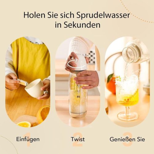 OTE Tragbare Getränkemaschine – mit 20 Stück CO2-Kartusche, silberfarben, 450 ml