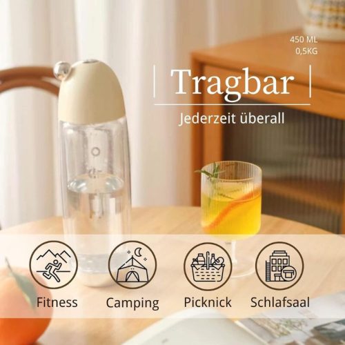 OTE Tragbare Getränkemaschine – mit 20 Stück CO2-Kartusche, silberfarben, 450 ml