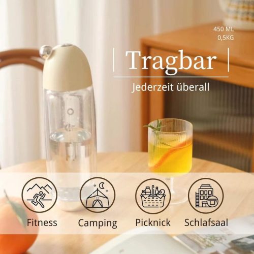 OTE Tragbare Getränkemaschine – mit 20 Stück CO2-Kartusche, silberfarben, 450 ml