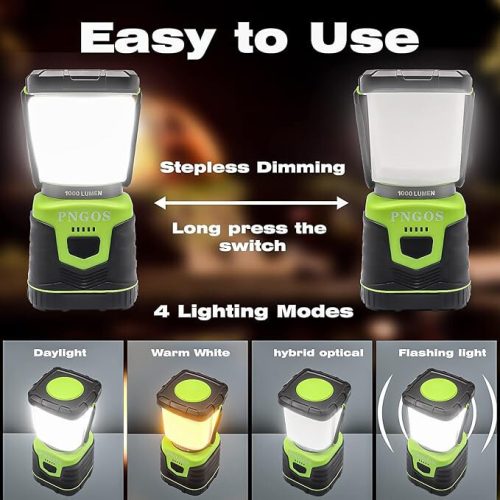 Pngos LED tragbare Campinglampe mit Akku 1000 Lumen (grün)