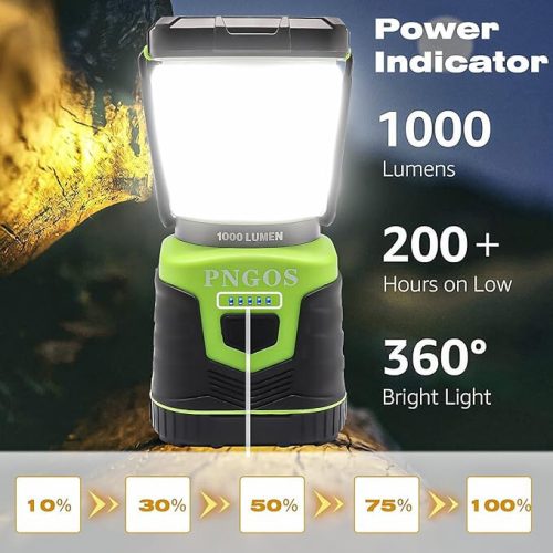 Pngos LED tragbare Campinglampe mit Akku 1000 Lumen (grün)